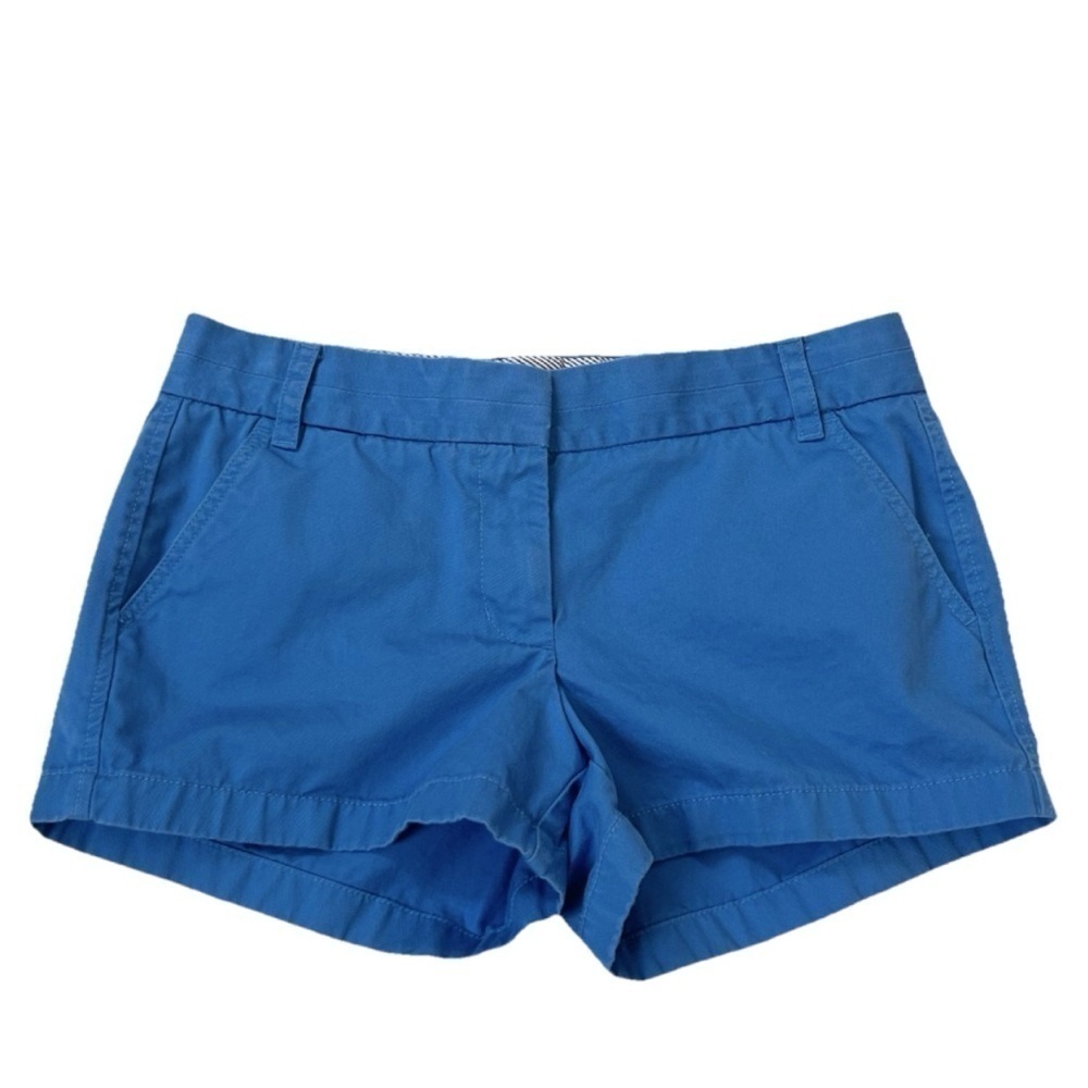 J. Crew Broken In 100% Cotton Chino Shorts 3” Inseam Solid Blue Women’s Sz 8